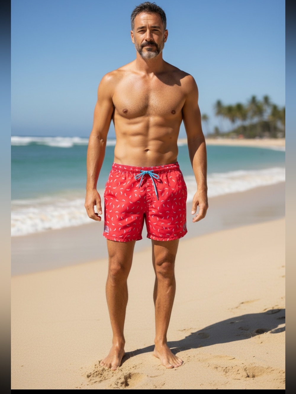2XU Red Men’s Athletic Shorts with Blue Trim